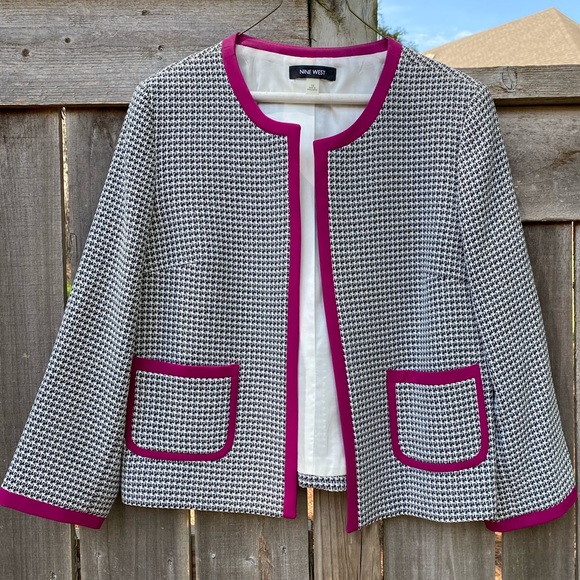 Nine West Jackets & Blazers - 🩷 HOST PICK 🩷 Houndstooth short jacket with pink trim